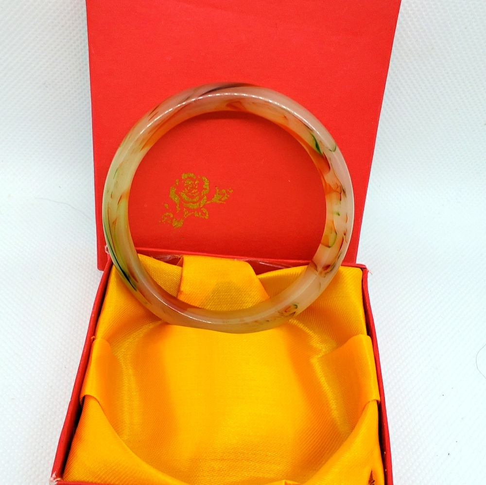 Multi Colored Watermelon Jade Bangle Bracelet - image 2